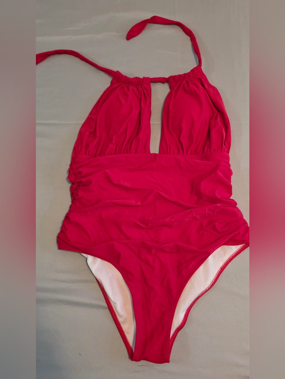Red Women One-Piece Swimsuit - Stylish Halter
